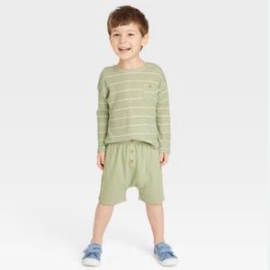 Grayson Collective Toddler Waffle Long Sleeve Top & Bottom Set Sage Green 2T